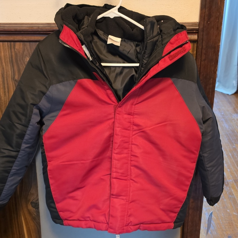 Falls Creek Unisex Kids 3-in-1 Jacket‎ Red Black Gray Hooded Zip L 10/12